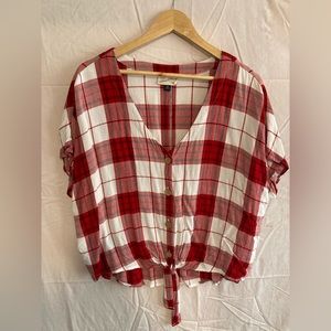 Red & White Checkered Universal Thread Blouse Women’s Size XXL